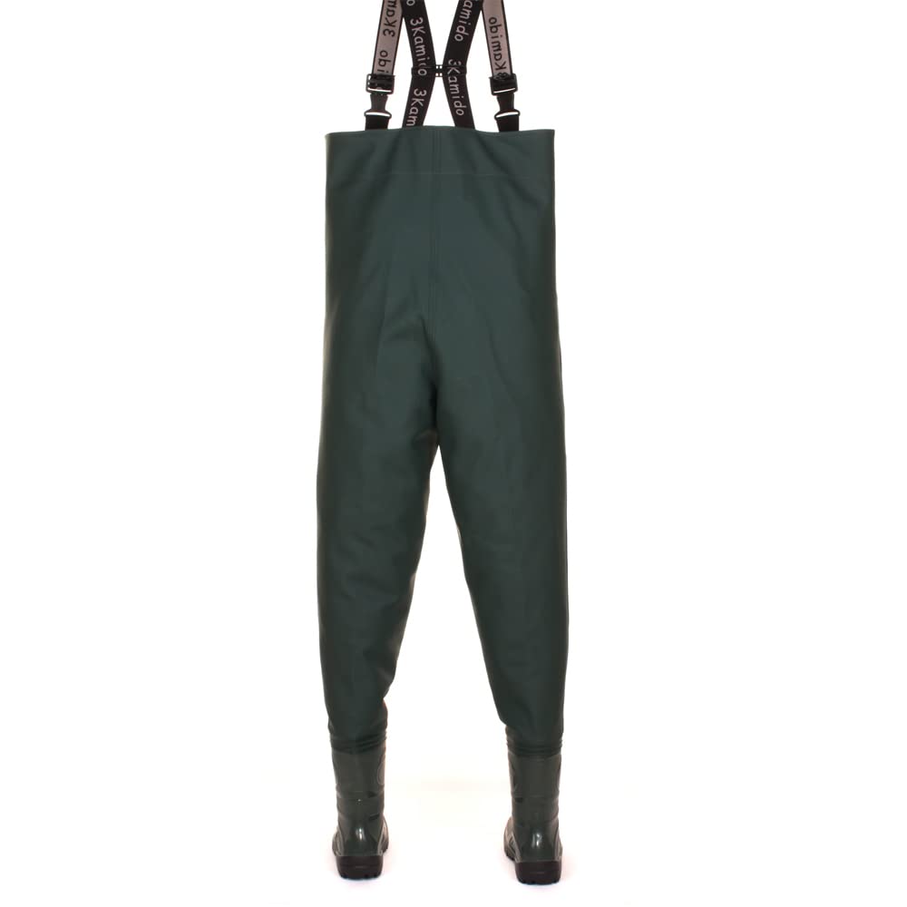 Jeunesse Cuissardes de pêche, Jeunes Waders Junior, Noir et Vert, 36, 37, 38, 39 EU, Bretelles durables, Bottes de pêche, Poitrine échassiers, Semelle Solide, Sac pour Transport