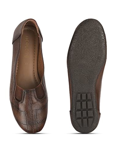 Image of Liberty Healers TLO-04 Casual Slip-On Ballerina Shoes for Women - Cherry & Tan | Comfortable Insole | Lightweight Durable and Cushioned Footbed | Leather Insole Shock Absorption