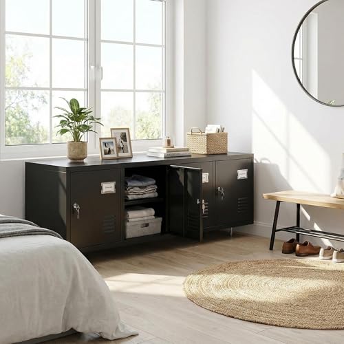 4-Door Metal Storage Cabinet TV Stand