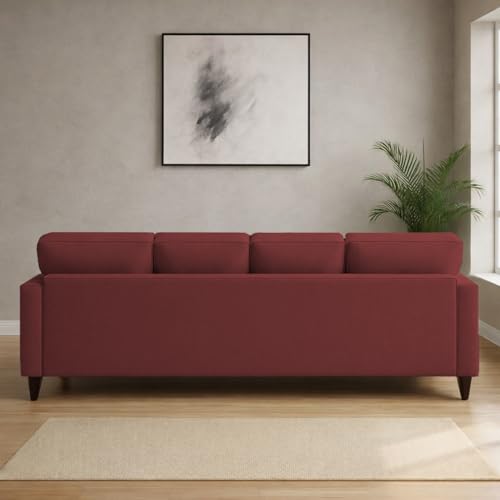 Image of Carlos RHS 4 Seater L Shape Sofa Set for Living Room & Home Office Furniture, Modern Durable Sectional Corner Sofa Couch, Premium Fabric Comfortable Seating with Strong Frame (Maroon)