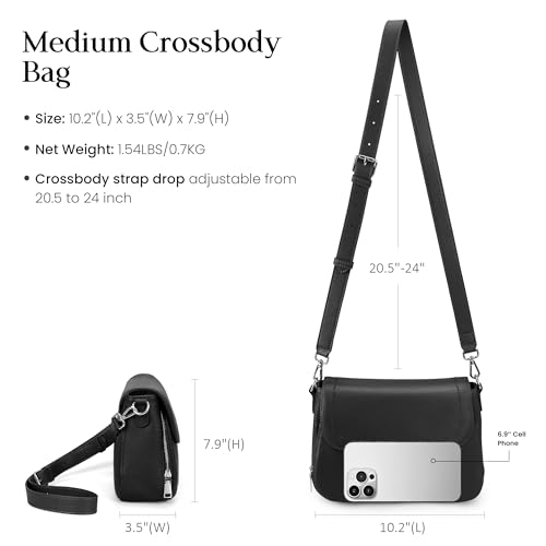Image of befen Genuine Leather Crossbody Bags for Women with Built in RFID Wallet Medium Womens Saddle Bag Cross Body Purse