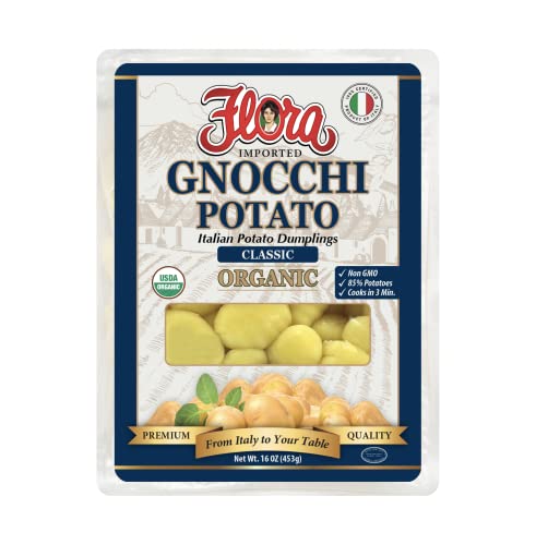 Flora Imported Potato Gnocchi Classic | Authentic Italian Dumplings | Made with 85% Potatoes | Non-GMO | Cooks in 2 Minutes | 16 oz (453g) (16 oz, Classic Organic)