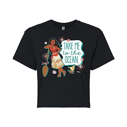 Disney Moana - Take Me to The Ocean - Juniors Cropped Cotton Blend T-Shirt