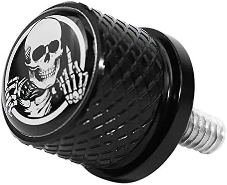 Stainless Knurled Fender Seat Bolt Screw 1/4"-20 Thread Compatible with Harley Sportster Touring Softail Dyna CVO Electra Glide Street Glide 1996-2020- Skeleton Middle Finger