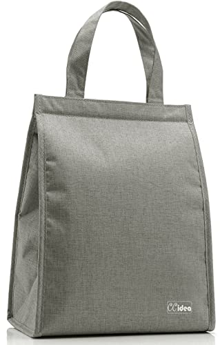 Image of Lunch Bag For Men & Women, CCidea Simple Waterproof Insulated Large Adult Lunch Tote Bag (Grey)