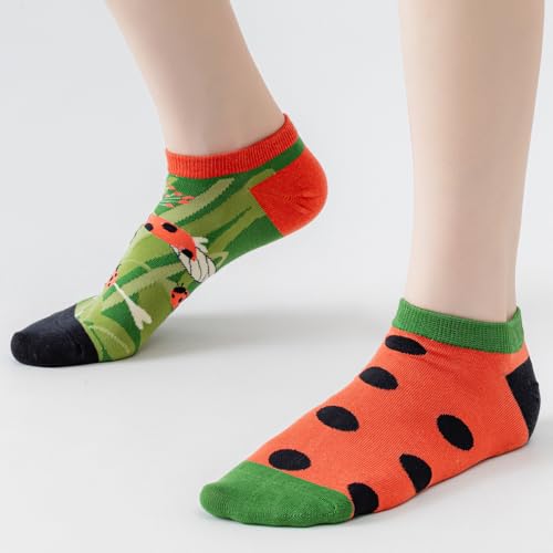 Image of 2 Pairs Funny Cartoon Animal Print Cotton Ankle Socks for Women Teens
