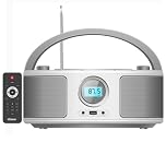 Portable CD Player Boombox with FM Radio - Bluetooth, Remote Control, USB, Headphone Jack, AUX-in, Stereo Sound Speakers for Home, Office, Gift