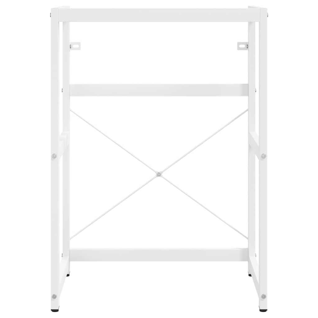 Mueble de baño con lavabo empotrado blanco de hierro pulverizado, 59 x 38 x 83 cm, lavabo moderno con rebosadero, espacio para toallas y cosméticos