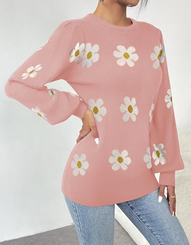 Image of Zeagoo Womens Sweaters Fall 2026 Dressy Casual Long Sleeve Shirts Ribbed Knit Winter Outfits Puff Pullover Jumper Tops