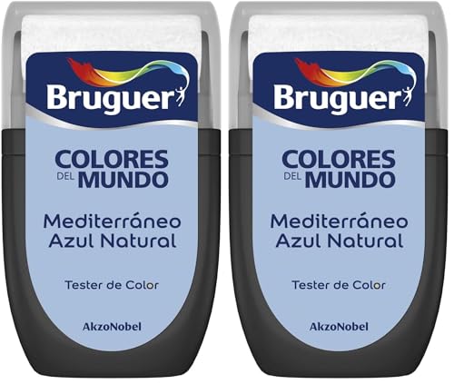 Bruguer Tester Colores del Mundo Pintura para paredes monocapa Mediterráneo Azul Natural (Paquete de 2)