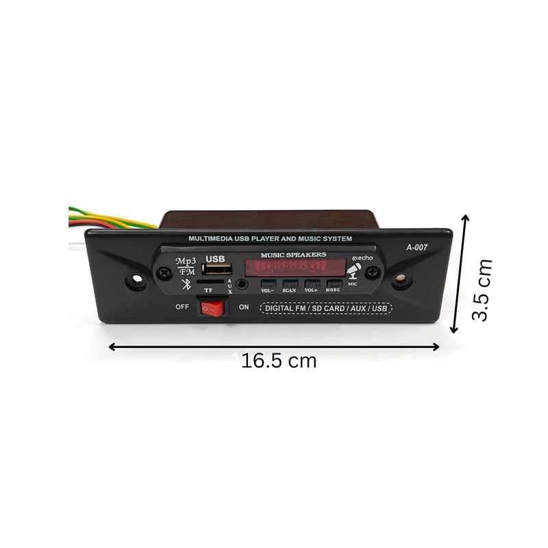 Image of Rashri 12V DC Bluetooth MP3 USB FM Music Player 6283 Single IC with in-Built Stereo Amplifier and Remote Control for E-Rickshaw, Bike, Car and Auto