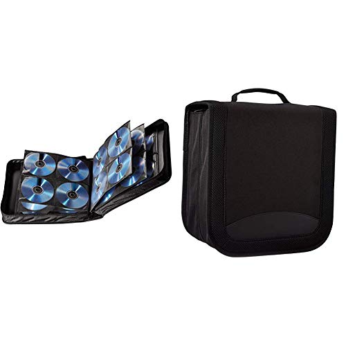 Hama CD wallet for storing 208 CDs/DVDs/Blu-rays - Black & Amazon Basics CD/DVD Binder 400 Disc Capacity Nylon Black