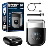 2025 New Electric Cordless Waterproof Shaver for Men, Mini Electric Razor with Big LED Display, Rechargeable Cordless Razor for Face Shaving, Wet/Dry Travel Shaver with LED Display for Travel & Home