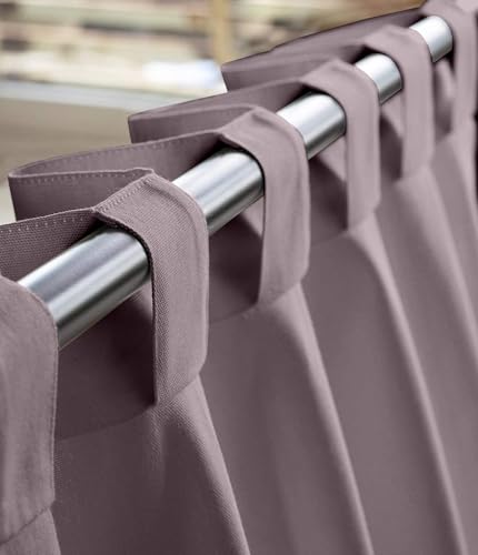 Image of THE LINEN COMPANY Solid Cotton Curtains 4 Feet for Window, Soft Color Window Drapes, 4ft Set of 2, Lavender