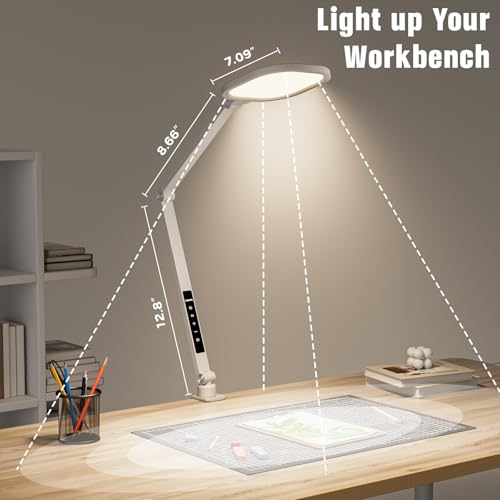 LitONES LED Desk Lamp for Home Office, 15W Desk Light with C- Clamp, Swing Arm, Memory & T - image 5