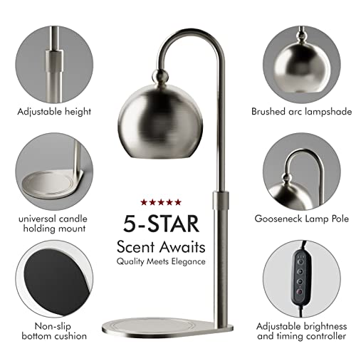 Ahiaoiwra Electric Candle Warmer Lamp With Timer Warming Lantern For Melting Jar Of Wax With Candle Melter, Heater And Dimmable Light, Perfect For Home, Living Room Or Bedroom(Silver) #TOP2