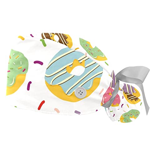 Chapeaux bouffants JDEZ pour la cuisine et les métiers de bouche motif donuts colorés