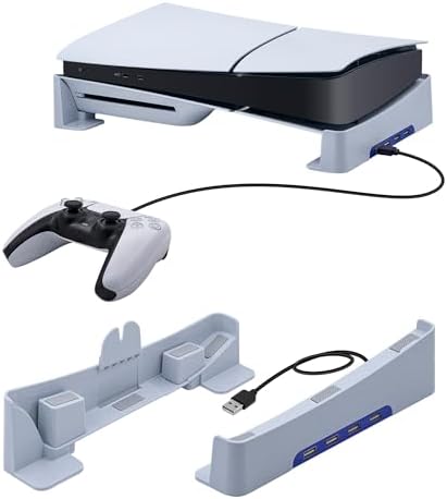 Tolesum smukła pozioma konsola PS5 z 4-portowym koncentratorem USB, Upgraded podstawowe akcesoria kompatybilne z Playstation 5 Slim Disc & Digital Edition Stojak