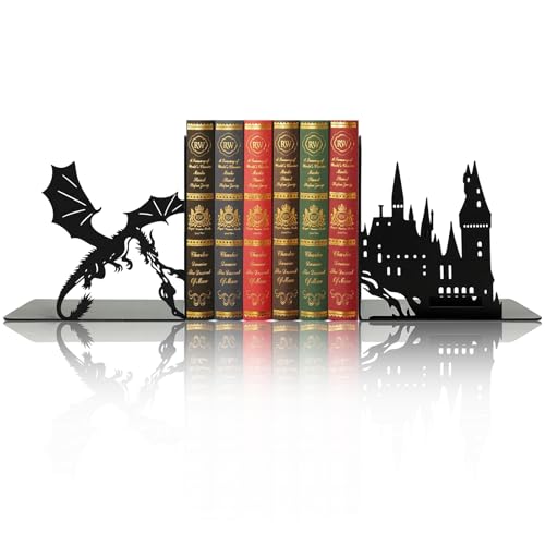 KinomiYa Dragon Bookends for Shelves Gothic Fantasy for Bookshelf Decor
