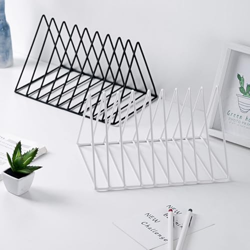 Soporte triangular de metal kokdid con 9 compartimentos para organizar revistas en color negro 3