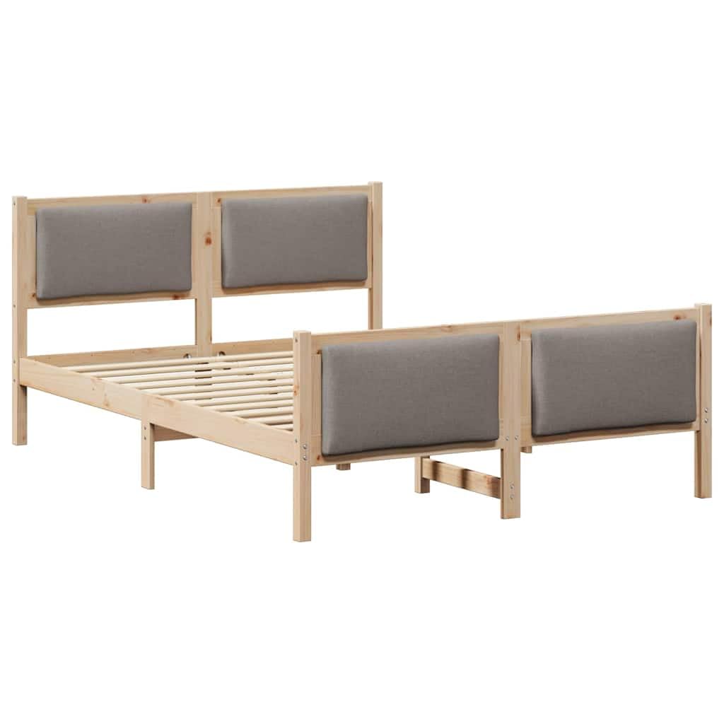 Lite drewno sosnowe nowoczesny prostokątny 140 x 190 cm brązowy | Ramka łóżka Z zagłówkiem Ciemnoszary 140 x 190 cm tkanina Lite Sosna Nowoczesna