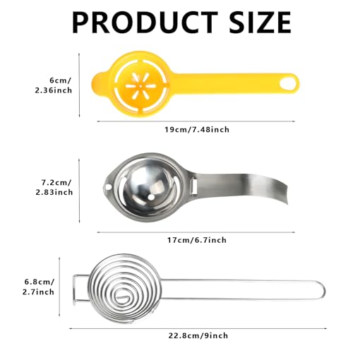 Separatore Uova in Acciaio Inossidabile, Separa Tuorlo da Albume, Professionale, Lavabile in Lavastoviglie, per Cucina e Preparazione di Torte - immagine 3