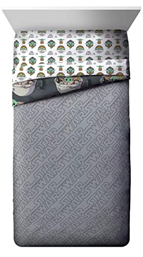 Jay Franco Starwars The Mandalorian The Child 4 Piece Twin Bed Set-Includes Reversible Comforter&Sheet Set-Bedding Features Baby Yoda-Super Soft Fade Resistant Microfiber (Official Starwars Product) #TOP1