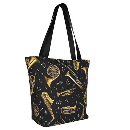 Sac à main imprimé instruments de musique noir et blanc unique