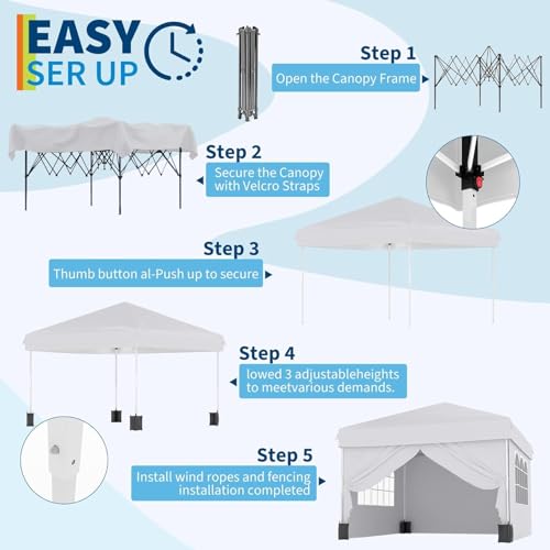 10'X10' Pop-Up Canopy Tent with 4 Waterproof Sidewalls, Portable Outdoor Instant Shelter for Camping, Beach, Backyard – Includes Carry Bag, Stakes & Guy Lines by PeakPursuit - Image 7