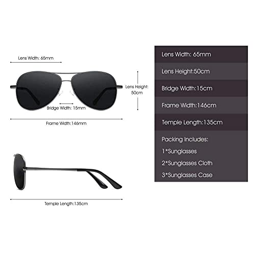 Black Jones Polarized Sunglasses For Men and Women Wayfarer UV Protection Aviator Shape Goggles Sunglass Silver and Gun-Metal (Black)-Pack of 1 - Image 4