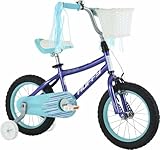 Huffy Zazzle 14” Girl’s Bike with Basket and Streamers, Bell, Training Wheels, Purple