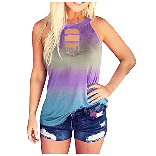 Women's Basic Solid Cami Spaghetti Double Layer Crop Tank Top Loose Crop Tops for Womens Cami Tank Tops for Womens Shapewear Tank Tops for Womens($4-Purple,M)