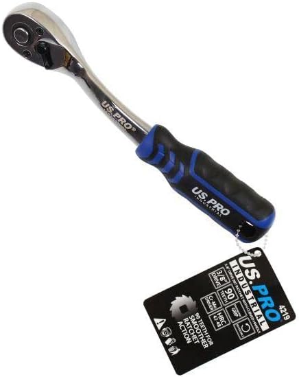 3/8" dr 90T Ratchet with Straight Handle with Grip 4219