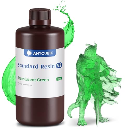 ANYCUBIC Résine Standard V2 Imprimante 3D Resine UV 405nm, Haute Résistance, Haute Ténacité et Faible Odeur, Résine Photopolymère pour l'Impression 3D LCD/DLP/SLA, Vert Clair 1KG 1000g Vert