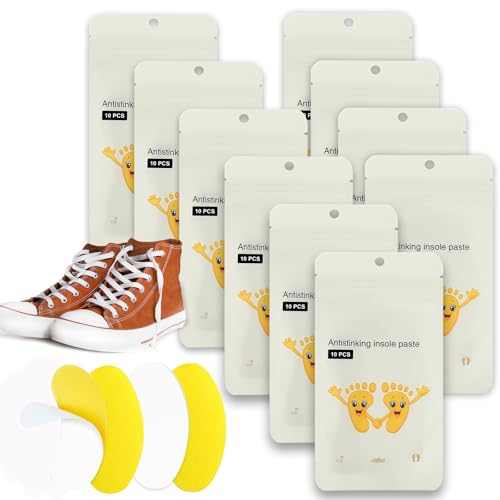 Image of 100pcs Natural Shoe Odor Removal Stickers, Bring Fresh Deodorizer Stickers, Deodorant Insole Stickers for Sneakers, Leather Shoes(Yellow)