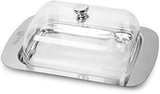 Homiu Stainless Steel Butter Dish with Lid Plastic Keeps Butter Fresh