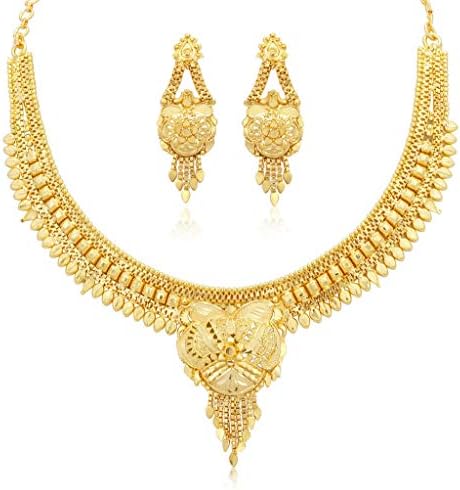 Sukkhi Brilliant 24 Carat Gold Plated Wedding Jewellery Choker Necklace Set for Women (N73723)