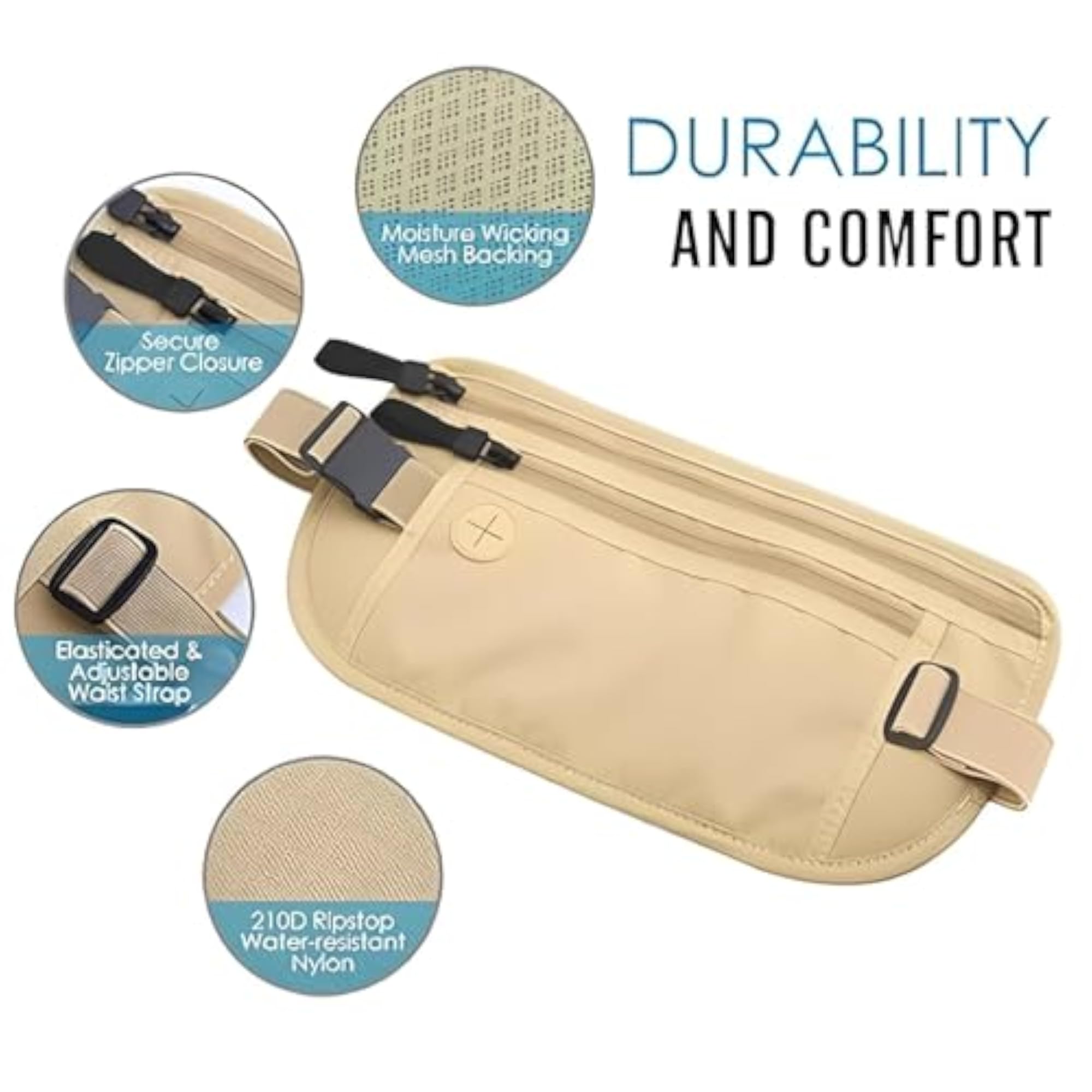 Secure Travel Money Waist Bag with RFID Blocking
