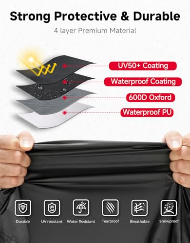 Image of KEMIMOTO Heavy-Duty UTV Cover 4 Seater 600D Waterproof, 148 inch x 69 inch x 71 inch