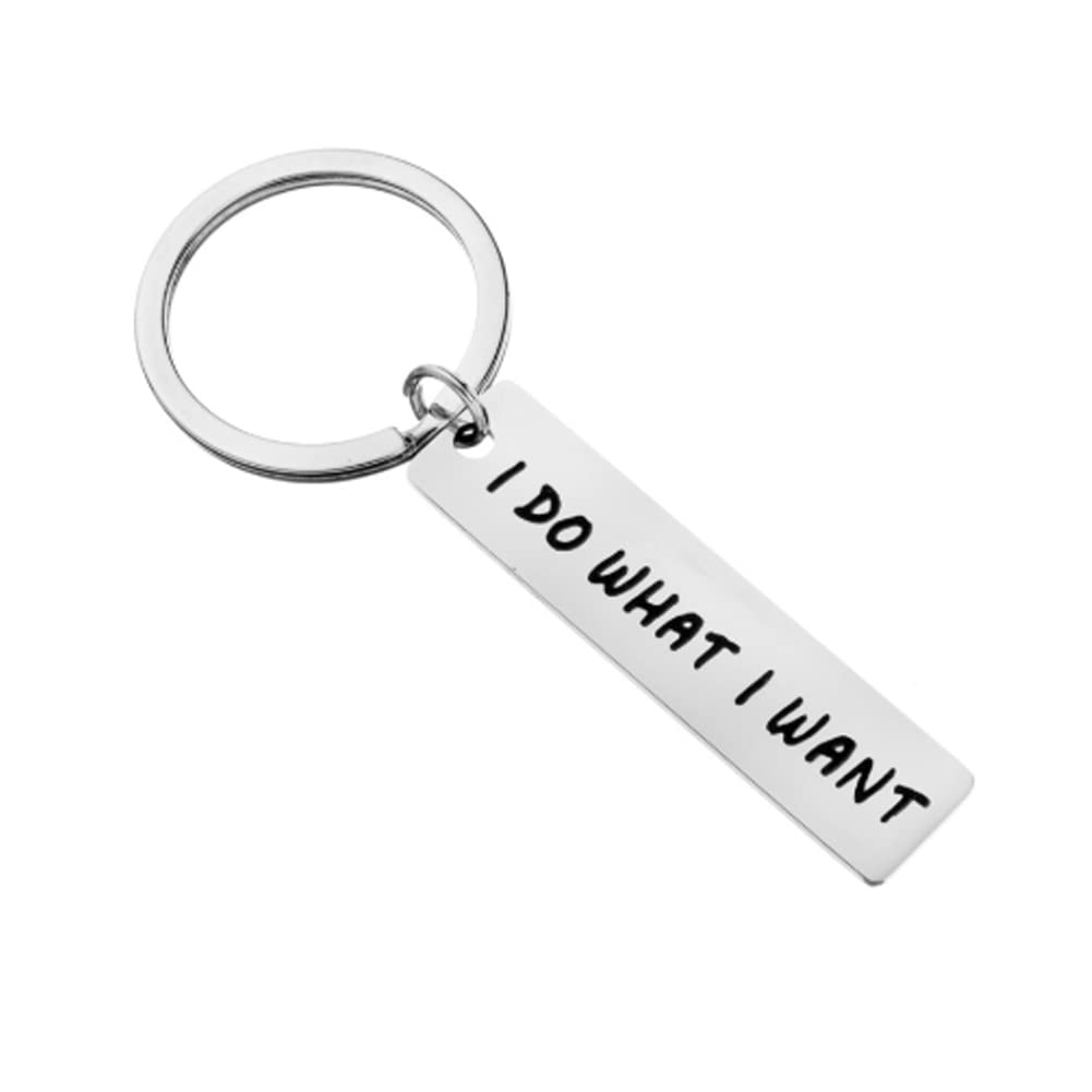 Arfuka Unisex Silver Keyring I Do What I Want Engraved Keychain Stainless Steel Key Chain Key Ring For Men And Women