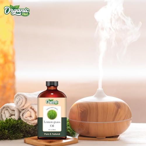 Image of Organic Zing Lemongrass Oil Pure & Natural for Skin, Face, Hair Care, Aromatherapy & Massage - 118ml
