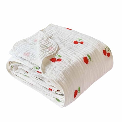 Image of Ultra Soft 6-Layer 100% Cotton Muslin Baby Blanket 43 inchx43 inch Breathable Lightweight Swaddle Blankets for Boys and Girls Infant Toddlers Babies Newborn Birthday Gifts Cherry