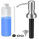 Yofidra Built in Soap Dispenser for Kitchen Sink: Brushed Nickel Stainless Steel Countertop Pump Head with 17 OZ Liquid Bottle, Soap Dispenser Fit for Kitchen Bathroom in Sink Counter