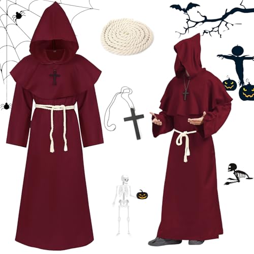 Ya en mundofriki.es: Disfraz de Monje Medieval con Capucha - Túnica Renacentista para Carnaval y Halloween - Traje Sacerdote Cosplay para Adultos
