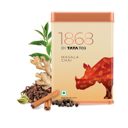 Image of 1868 by TATA Tea Masala Chai, Blend of Assam Black Tea, Cinnamon, Black Pepper, Cardamom, Ginger, Clove, Spicy, Malty, Aromatic, Whole Loose Leaf, From House of TATA (30 Cups /100g)
