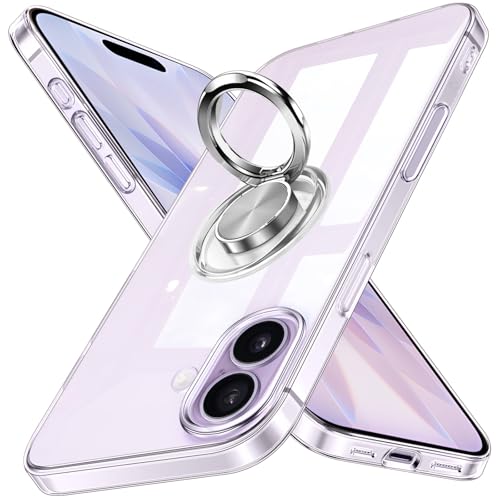 iPhone 17 用 ケース リング 透明 クリア アイフォン17 カバー リング付き iphone17 スマホケース ストラップホール付き 薄型 スタンド機能 tpu 6.3インチ アイホン 17 カバー 全透明のサムネイル