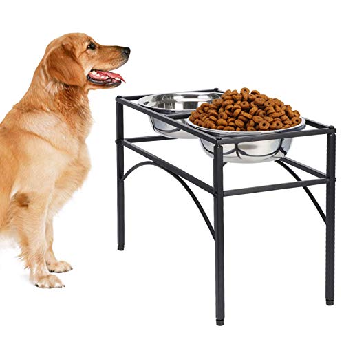 Holdfiturn Raised Dog Bowls - Elevated Pet Feeder With Two Stainless Steel Water and Food Bowls (L) - Image 4