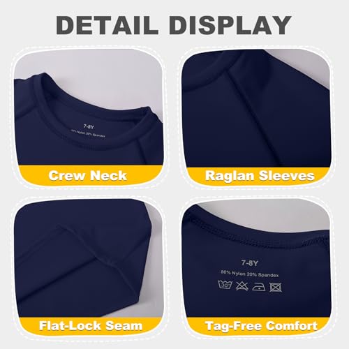 Image of 5-14Y Boys Girls Rash Guard UPF 50+ Short Sleeve Kids Neon Swim Shirts | Unisex UV Sun Protection Shirts,Quick Dry Kids Rash Guard, Boys Girls Neon Swim Shirts,Teen Rash Guard Swimsuit