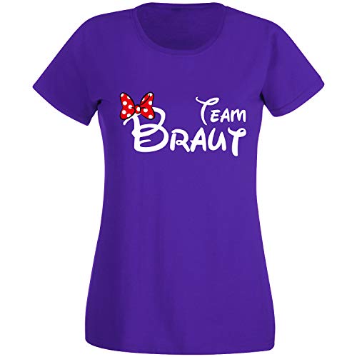 Shirt-Panda JGA T-Shirt Damen Team Braut Maus · Junggesellinnenabschied T Shirt · Viele Farben · Größen XS - XXL Lila - Team Braut M