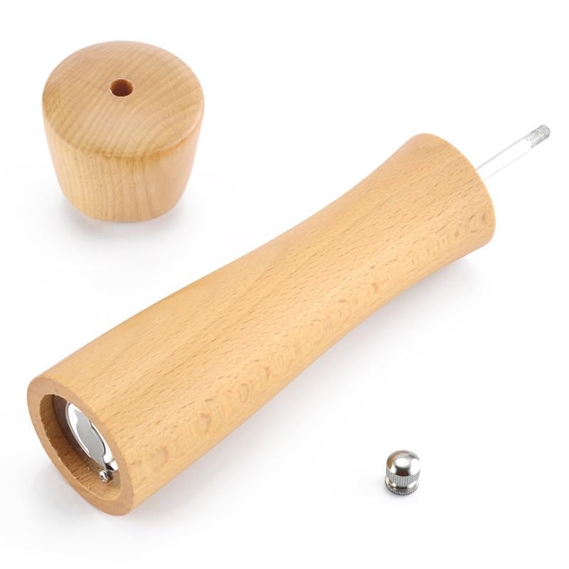 Hölzerne Pfeffermühle, manuelle schwarze Pfeffer- und Salzmühle for Zuhause, Küche, Restaurant Außenbereich(8in)